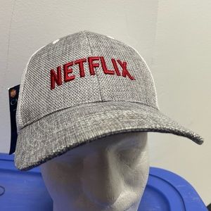Netflix Movies Snapback Hat Gray Canvas w/ White Trucker Mesh Cap America - NWT